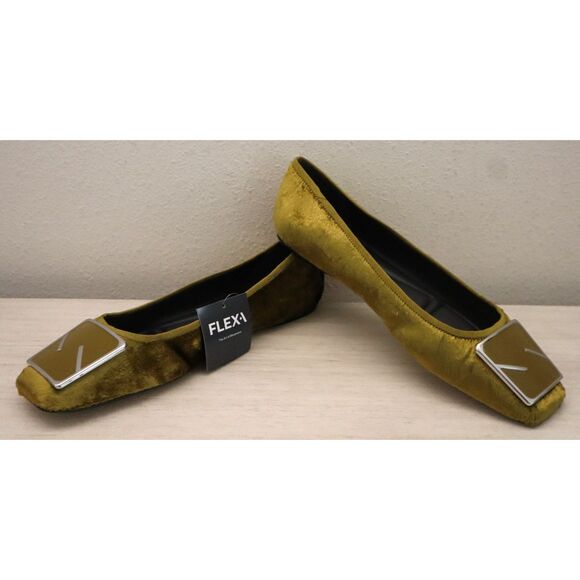 Sarto Sz 11M Chartreuse Green Fabric Flexa Amaya 3 Square Toe Ballet Flats - Picture 13 of 14